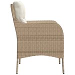 vidaXL Chaises de jardin avec coussins lot de 2 beige résine tressée