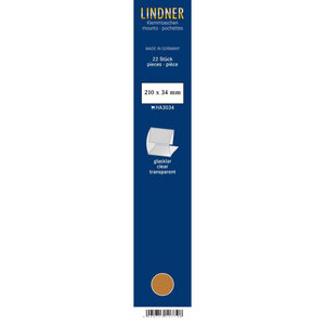 Bandes Klemmfix double soudure 210 x 34 mm pour timbres-poste. Fond - Transparent