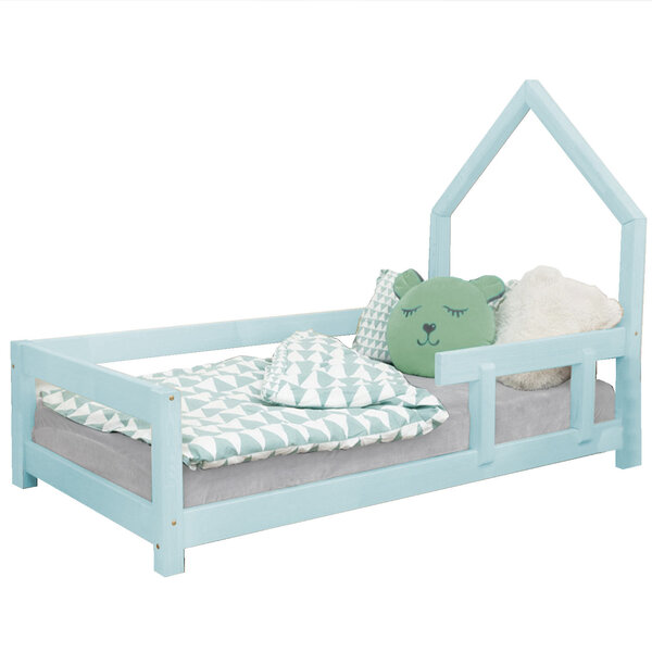 Lit cabane enfant POPPI 90 x 160 bleu clair 1