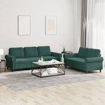 vidaXL Ensemble de canapés 2 Pièces avec coussins Vert foncé Velours