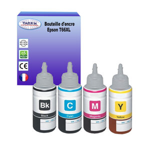 4 Cartouches Compatibles pour Epson EcoTank ET-L350, ET-L355, ET-L360, ET-L361, ET-L362, ET-L365 remplace Epson T66XL - T3AZUR