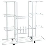 vidaXL Jardinière avec roues 94 5x24 5x91 5 cm Blanc Fer