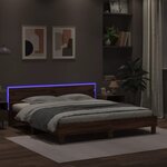 vidaXL Cadre de lit avec tête de lit et LED chêne marron 180x200 cm