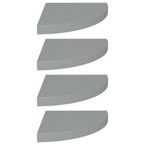 vidaXL Étagères d'angle flottantes 4 Pièces gris 35x35x3 8 cm MDF