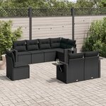 vidaXL Salon de jardin 8 Pièces avec coussins noir résine tressée