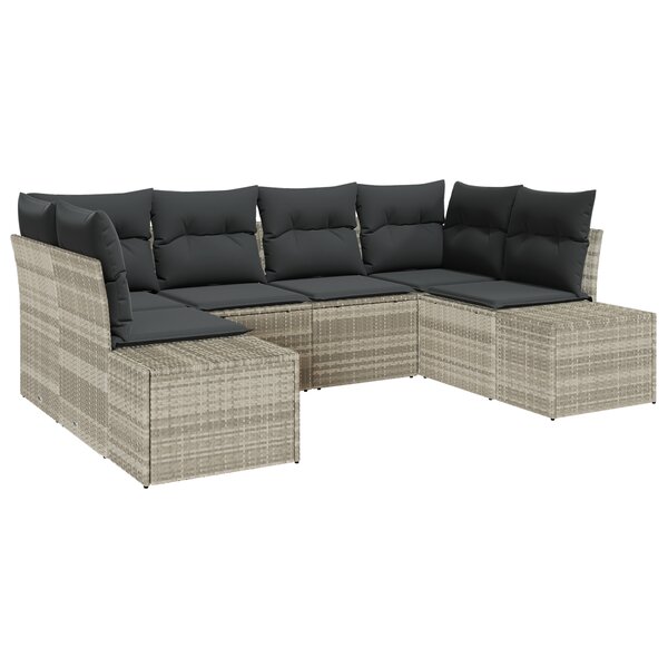 vidaXL Ensemble de Canapés de Jardin de 6 Pièces avec Coussins Gris Clair Rattan PE