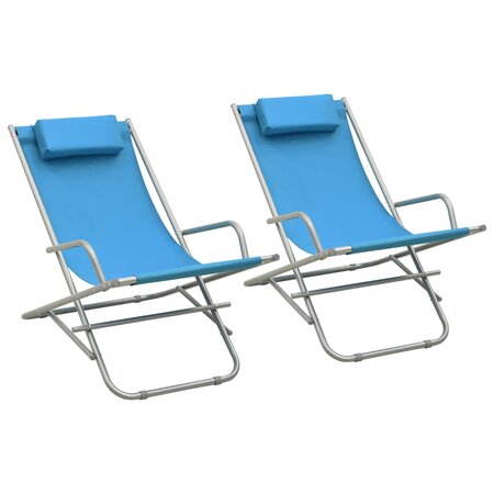 vidaXL Chaises à bascule 2 Pièces Acier Bleu