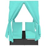 vidaXL lit de soleil double Ensemble de 2 Noir et turquoise