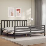 vidaXL Cadre de lit avec tête de lit gris 200x200 cm bois massif