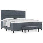 vidaXL Lit à Sommier avec Matelas & Banc Gris Foncé 200x200 cm Velours