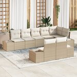 vidaXL Ensemble de canapé de jardin 8 pièces avec coussins en rotin polybeige
