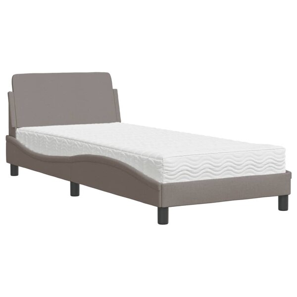 vidaXL Lit avec matelas taupe 90x200 cm tissu