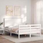 vidaXL Cadre de lit avec tête de lit blanc double bois massif