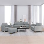 vidaXL Ensemble de canapés 4 Pièces avec coussins Gris clair Tissu