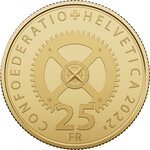 Pièce de monnaie 25 Francs Suisse Industrie horlogère suisse Timemachine 2022 – Or BE