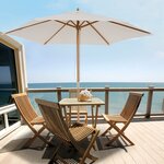 Parasol droit rond grande taille de jardin diamètre 2,5 m hauteur 2,25 m bois de bambou crème