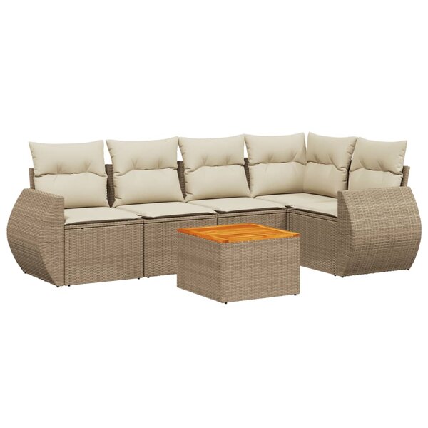 vidaXL Salon de jardin avec coussins 6 Pièces beige résine tressée