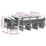 vidaXL Ensemble à manger de jardin 11Pièces avec coussins gris poly rotin