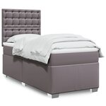 vidaXL Sommier à lattes de lit avec matelas Gris 100x200 cm Similicuir