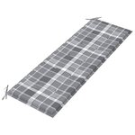 vidaXL Banc Batavia coussin à motif de carreaux gris 150cm Bois teck