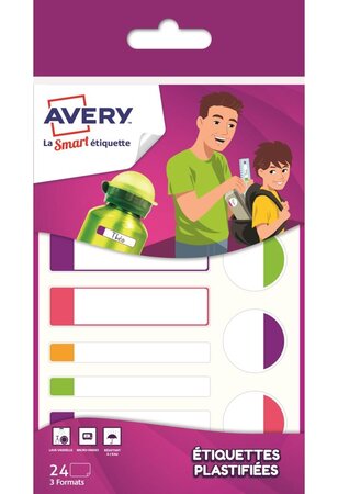 APFLUO24 - 1 sachet de 24 étiquettes plastifiées fluo AVERY