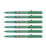 Stylo Roller Encre Liquide V-BALL 10 Pointe Large Vert x 6 PILOT