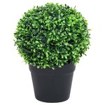 vidaXL Plantes de buis artificiel 2 Pièces avec pots Boule Vert 27 cm