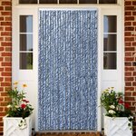vidaXL Rideau anti-mouches bleu et blanc 100x230 cm chenille