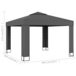 vidaXL Tonnelle avec toit double 3x3 m Anthracite