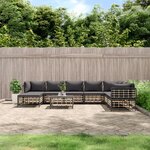 vidaXL Salon de jardin 9 Pièces avec coussins anthracite résine tressée