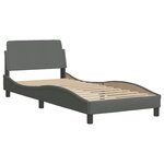 vidaXL Cadre de lit avec lumière LED gris foncé 90x190 cm tissu