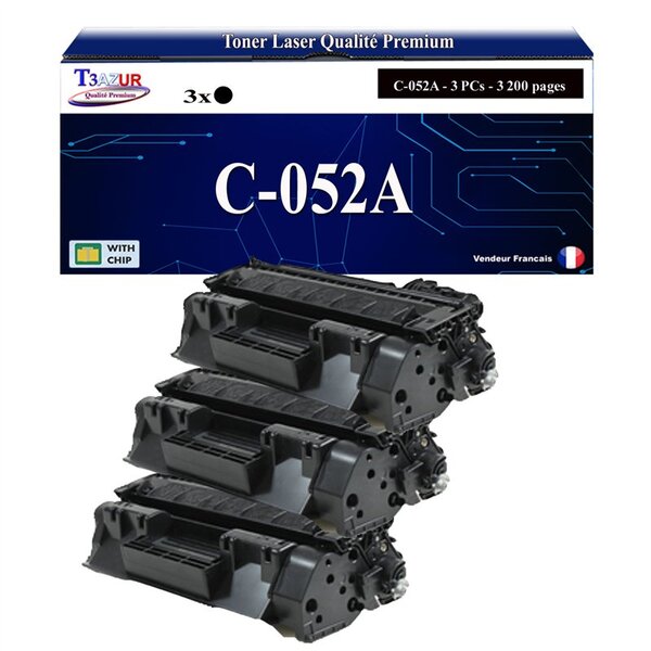 T3AZUR - 3x Toners compatibles avec Canon 052 pour Canon LBP-212dw LBP-215x LBP-214dw Noir - 3 200p