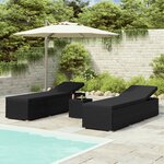 vidaXL Chaises longues de jardin table à thé 3 Pièces Résine tressée Noir