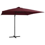 vidaXL Parasol déporté avec lumières LED Rouge bordeaux 250x250 cm