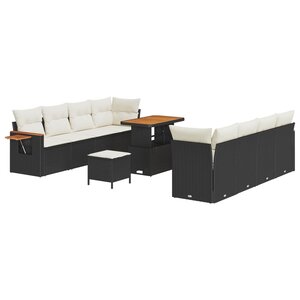 vidaXL Ensemble de canapé de jardin 11 Pièces Noir polyrotin