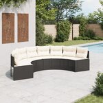 vidaXL Canapé de jardin avec coussins demi-rond noir résine tressée