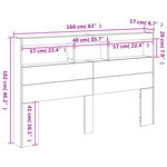 vidaXL Armoire tête de lit avec LED gris béton 160x17x102 cm