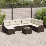 vidaXL Ensemble de Canapé de Jardin 9 Pièces avec Coussins Marron Rattan Synthétique