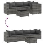 vidaXL Salon de jardin 5 Pièces avec coussins Gris Résine tressée