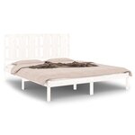 vidaXL Cadre de lit Blanc Bois massif 150x200 cm Très grand