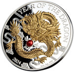 Pièce de monnaie en Argent 20 Vatu g 31.1 (1 oz) Millésime 2024 Pearl Lunar Year DRAGON