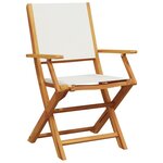 vidaXL Chaises de jardin lot de 2 blanc crème bois acacia massif tissu