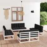 vidaXL Salon de jardin 8 Pièces avec coussins Bois de pin massif