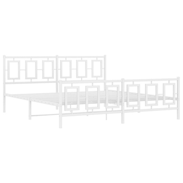 vidaXL Cadre de lit métal avec tête de lit/pied de lit blanc 180x200cm