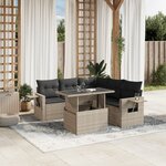 vidaXL Salon de jardin 6 Pièces avec coussins gris clair résine tressée
