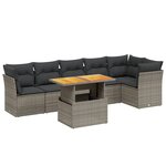 vidaXL Salon de jardin avec coussins 7 Pièces gris résine tressée