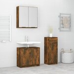vidaXL Ensemble d'armoires de salle de bain 3 Pièces chêne fumé