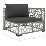 vidaXL Salon de jardin 5 Pièces avec coussins Résine tressée Gris