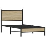 vidaXL Cadre de lit en métal sans matelas chêne sonoma 90x190 cm