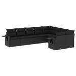 vidaXL Salon de jardin 9 Pièces avec coussins noir résine tressée